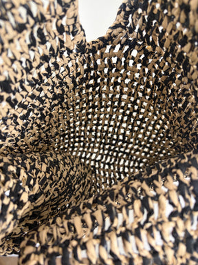Camilla and Marc Black and Natural Raffia Remi Bag