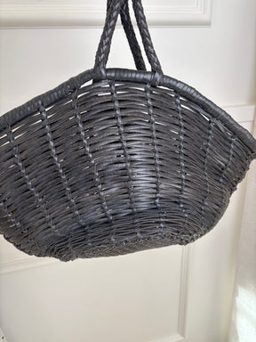 dragon diffusion Charcoal Woven Leather Basket Bag