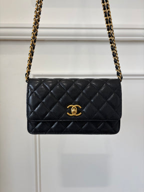 Chanel Black Caviar Leather Wallet on Chain