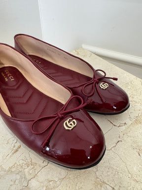 Gucci Burgundy Ballerina Flats, 38