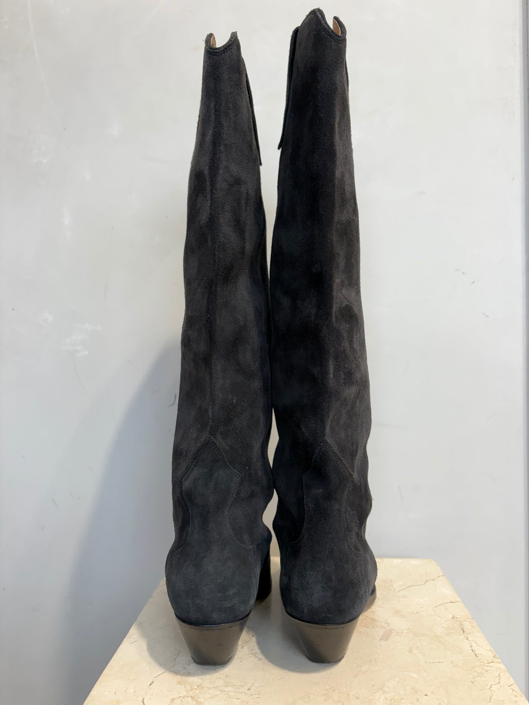 Isabel Marant Denvee Black Suede Knee High Boots, 40