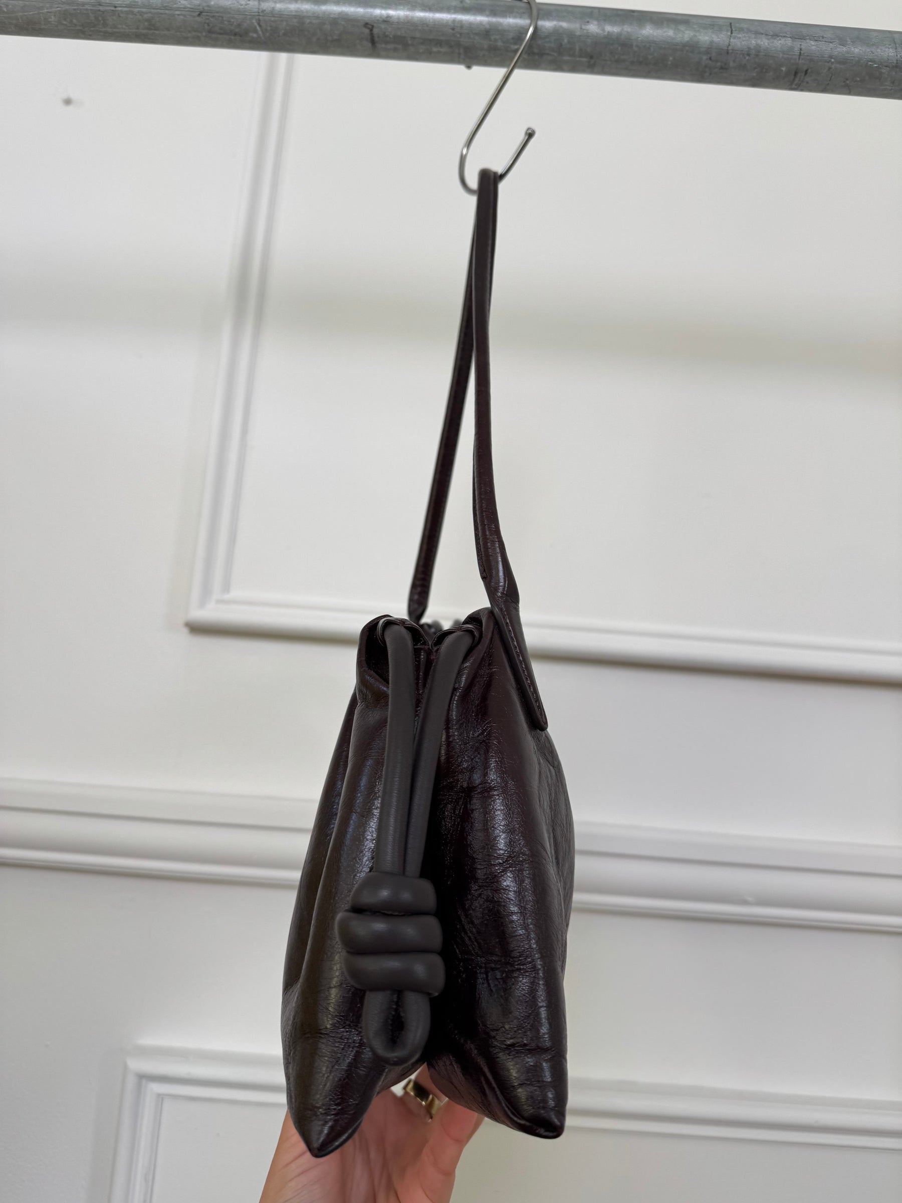 Scanlan Theodore Dark Brown Ruched Pouch Shoulder Bag