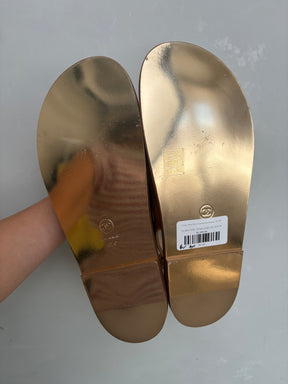 Chanel Rose Gold Leather Dad Sandals, 41.5C