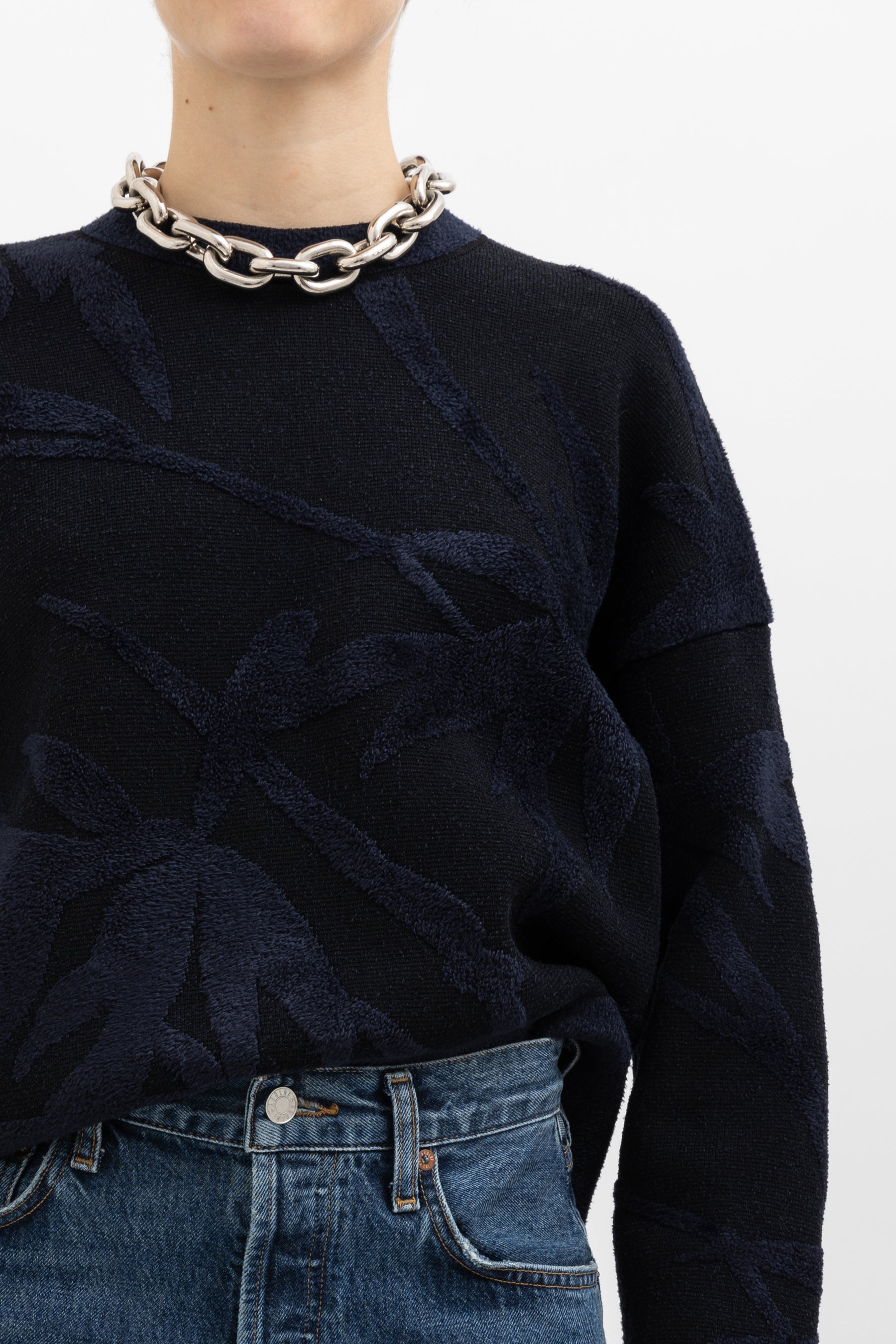 scanlan-theodore-navy-knitted-velour-detail-jumper-s-76ea