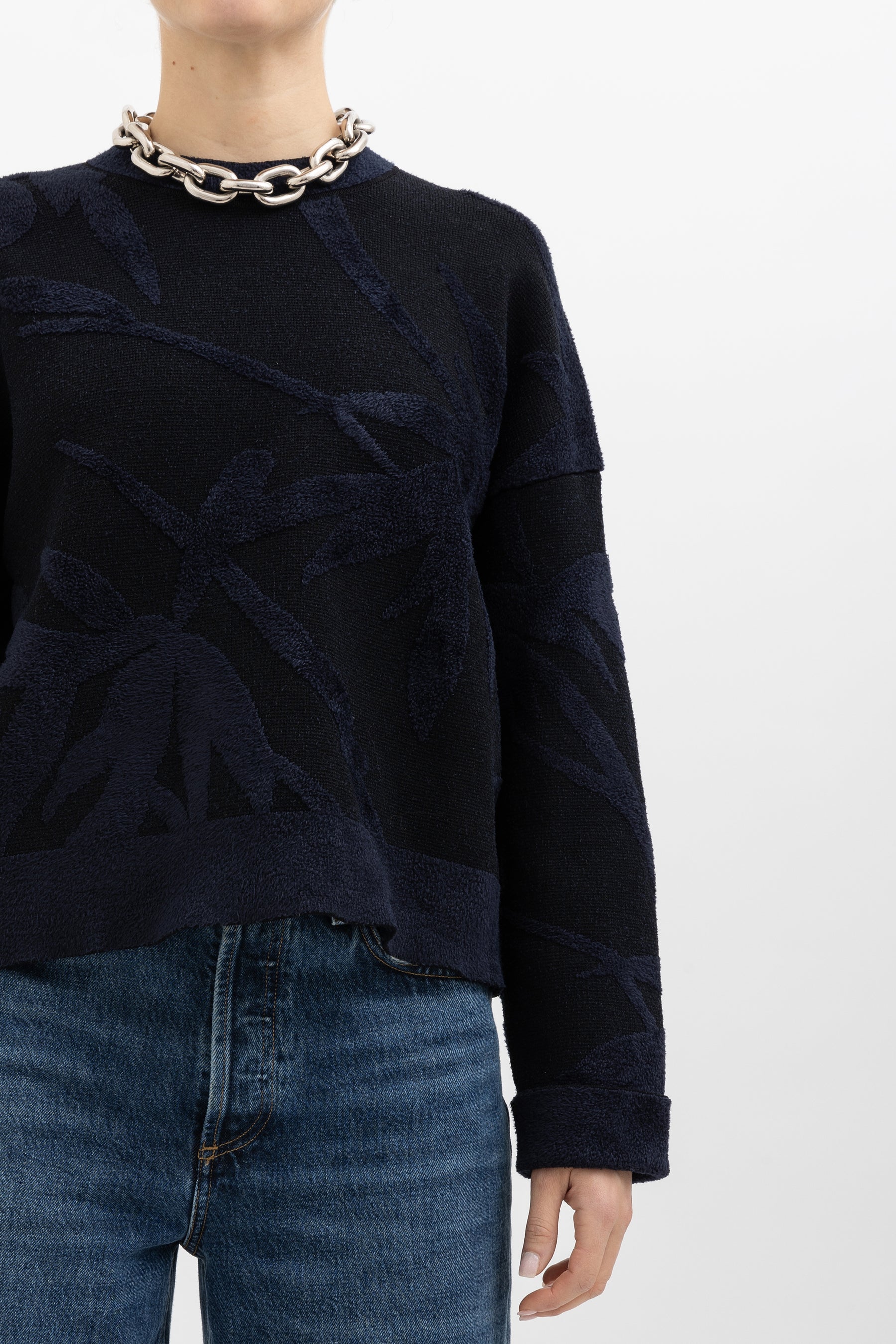 scanlan-theodore-navy-knitted-velour-detail-jumper-s-76ea