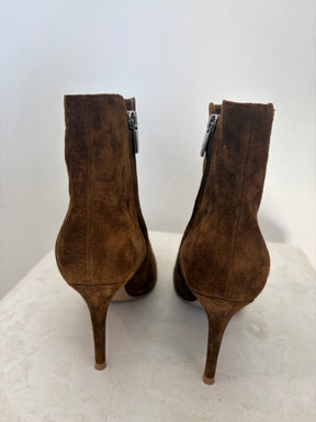 Gianvito Rossi Brown Suede Pointed Ankle Boot Stilletto, 38.5