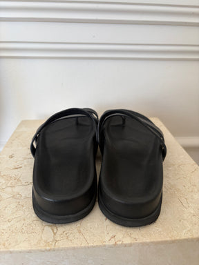 bassike Raw Leather Sandal Black, 37