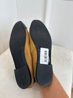 Chanel Bronze and Black Leather Ballet Flats, 38.5