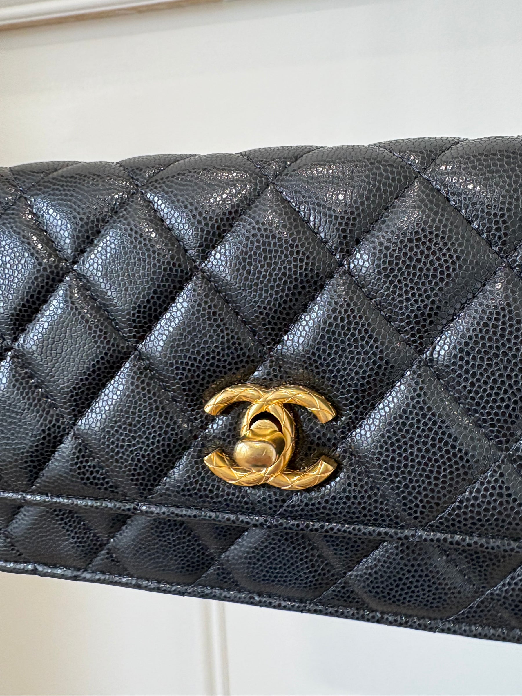 Chanel Black Caviar Leather Wallet on Chain