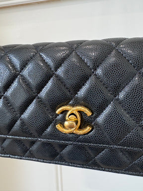 Chanel Black Caviar Leather Wallet on Chain