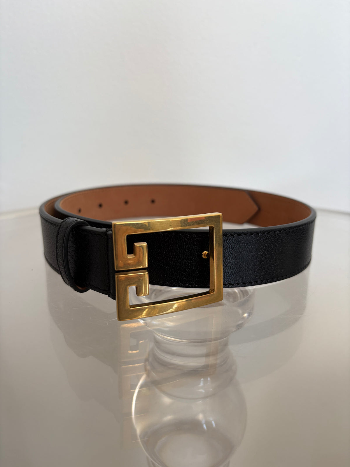 Givenchy Black Leather Logo Buckle Belt, 75