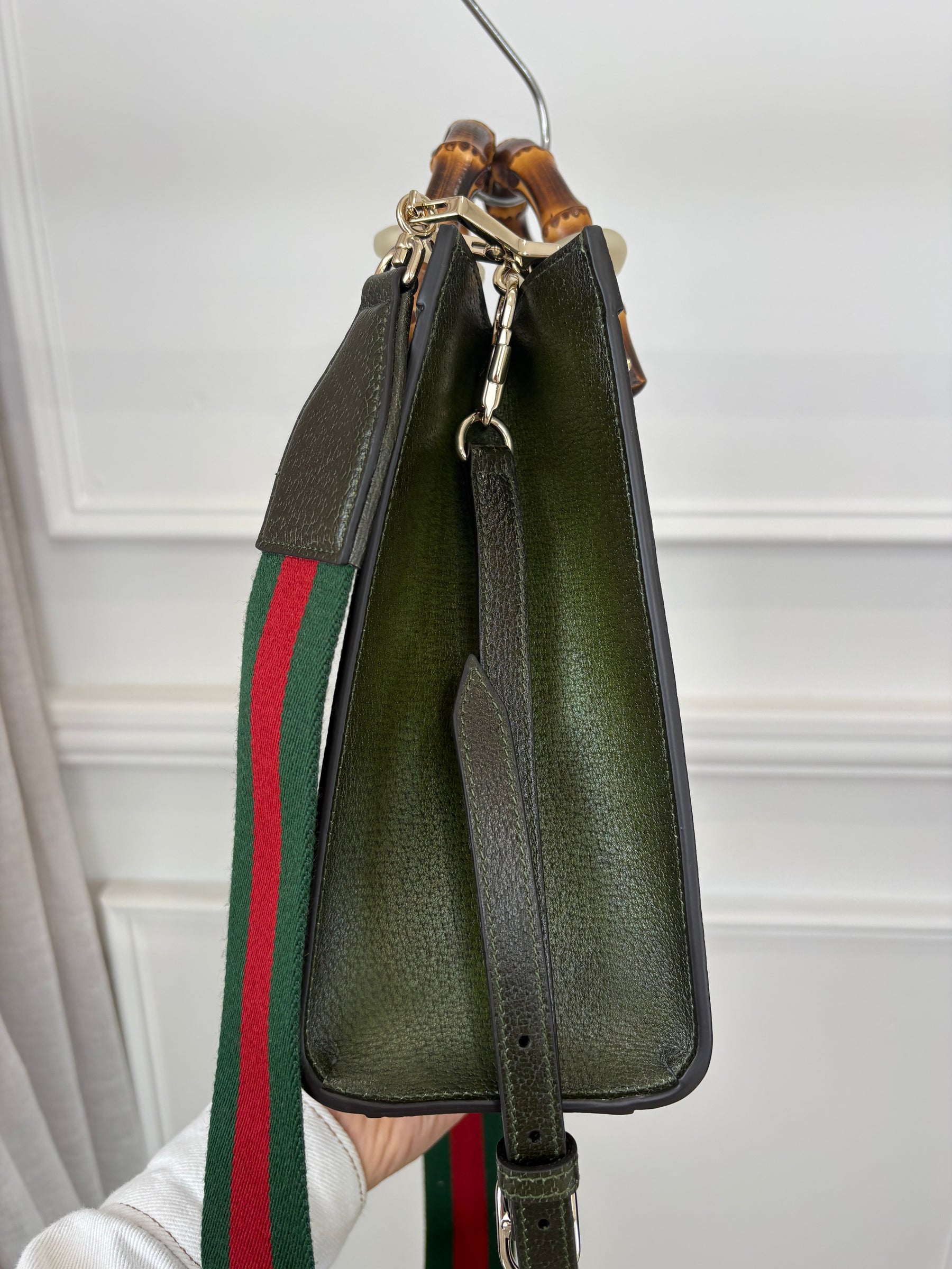 Gucci Ombre Green Leather Small Diana Tote