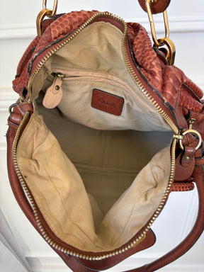 Chloé Chestnut Python and Leather Paraty Tote Bag