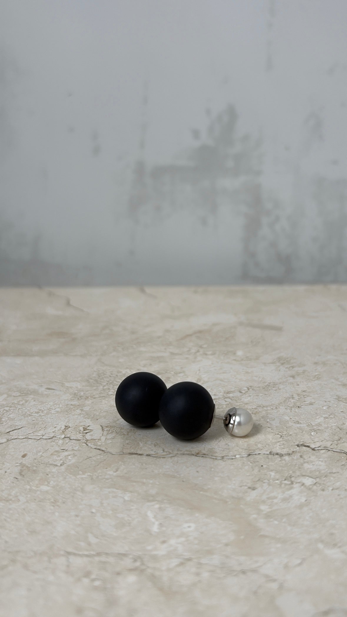 Dior Matte Black and Pearl Triables Earrings