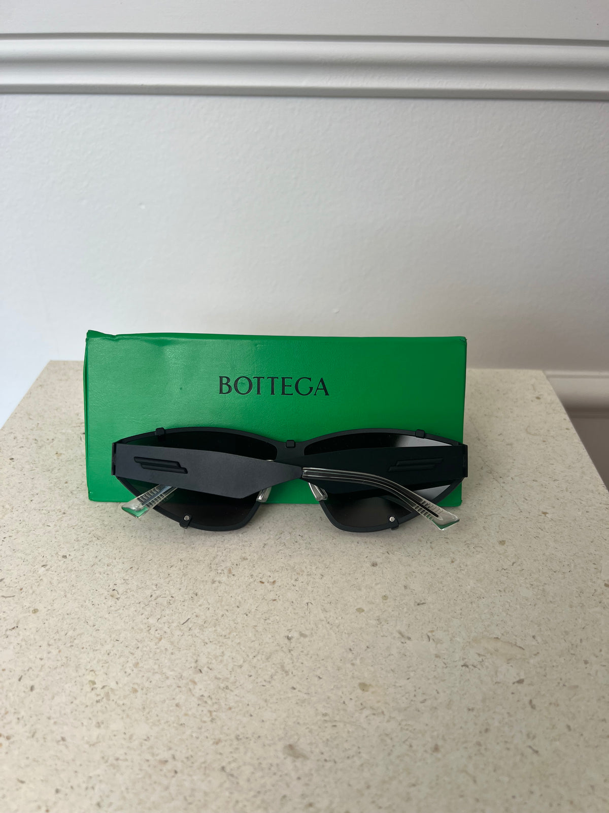 Bottega Veneta Black Matte Cat Eye Sunglasses
