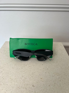 Bottega Veneta Black Matte Cat Eye Sunglasses