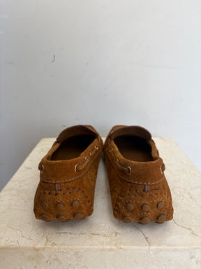 Louis Vuitton Monagram Suede Loafers Brown, 38.5