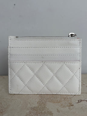 Chanel White Caviar Leather and Pink Hardware 19 Zip Wallet