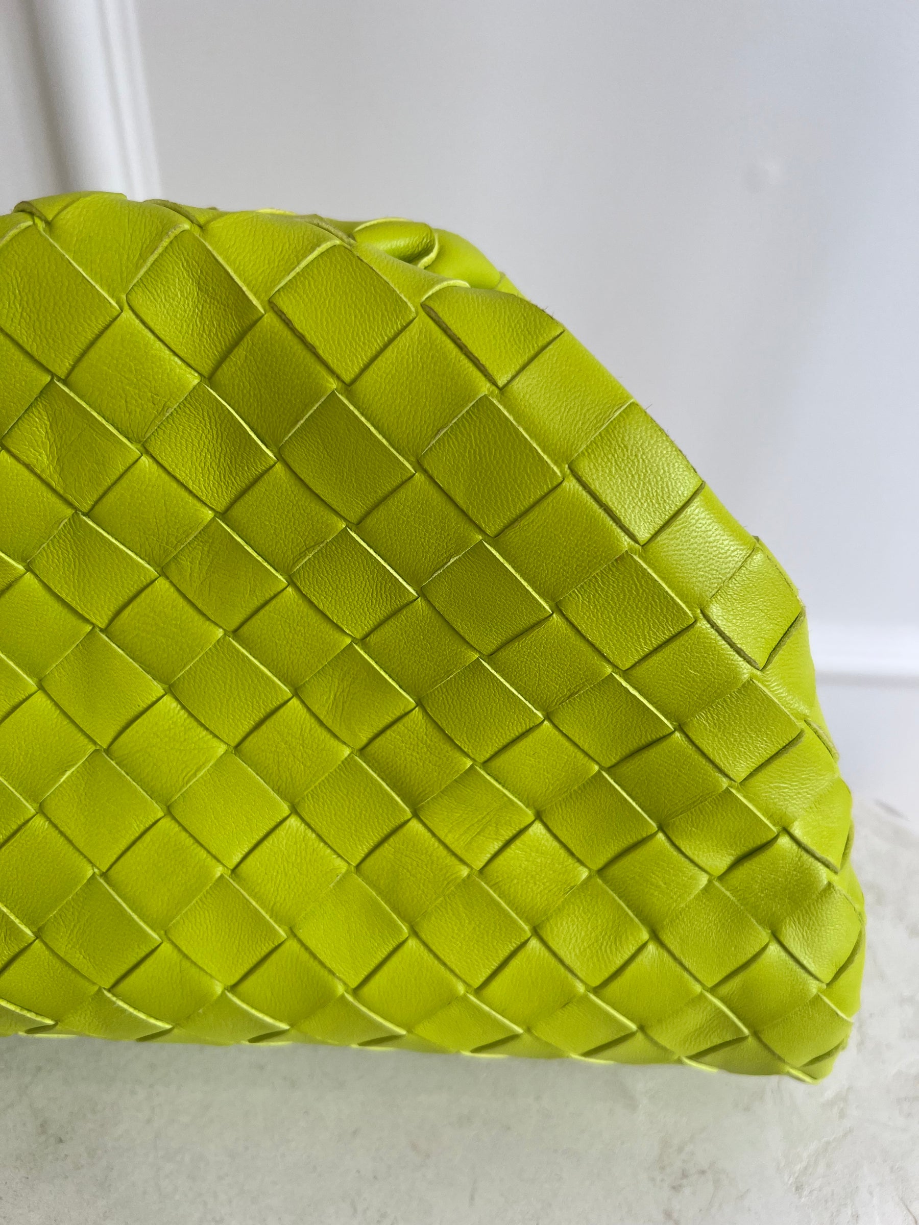 Bottega Veneta Chartreuse Intrecciato Leather Teen Pouch