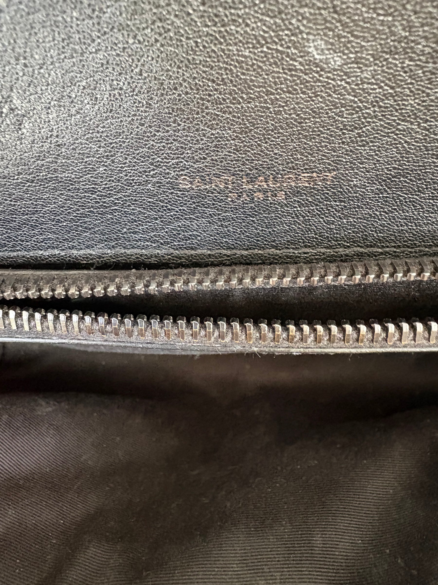 Saint Laurent Small Black Chevron Quilted College Bag Black HW