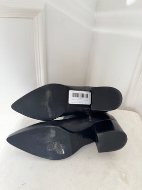 Miu Miu Black Crinkle Leather Pointed Knee High Boots, 37.5