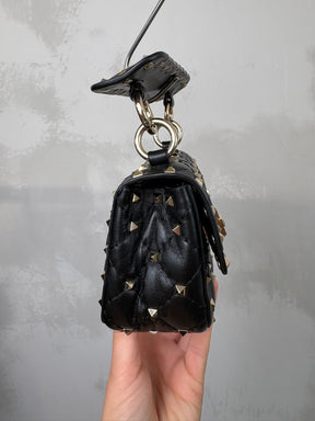 Valentino Garavani Black Leather Mini Rockstud Spike Shoulder Bag