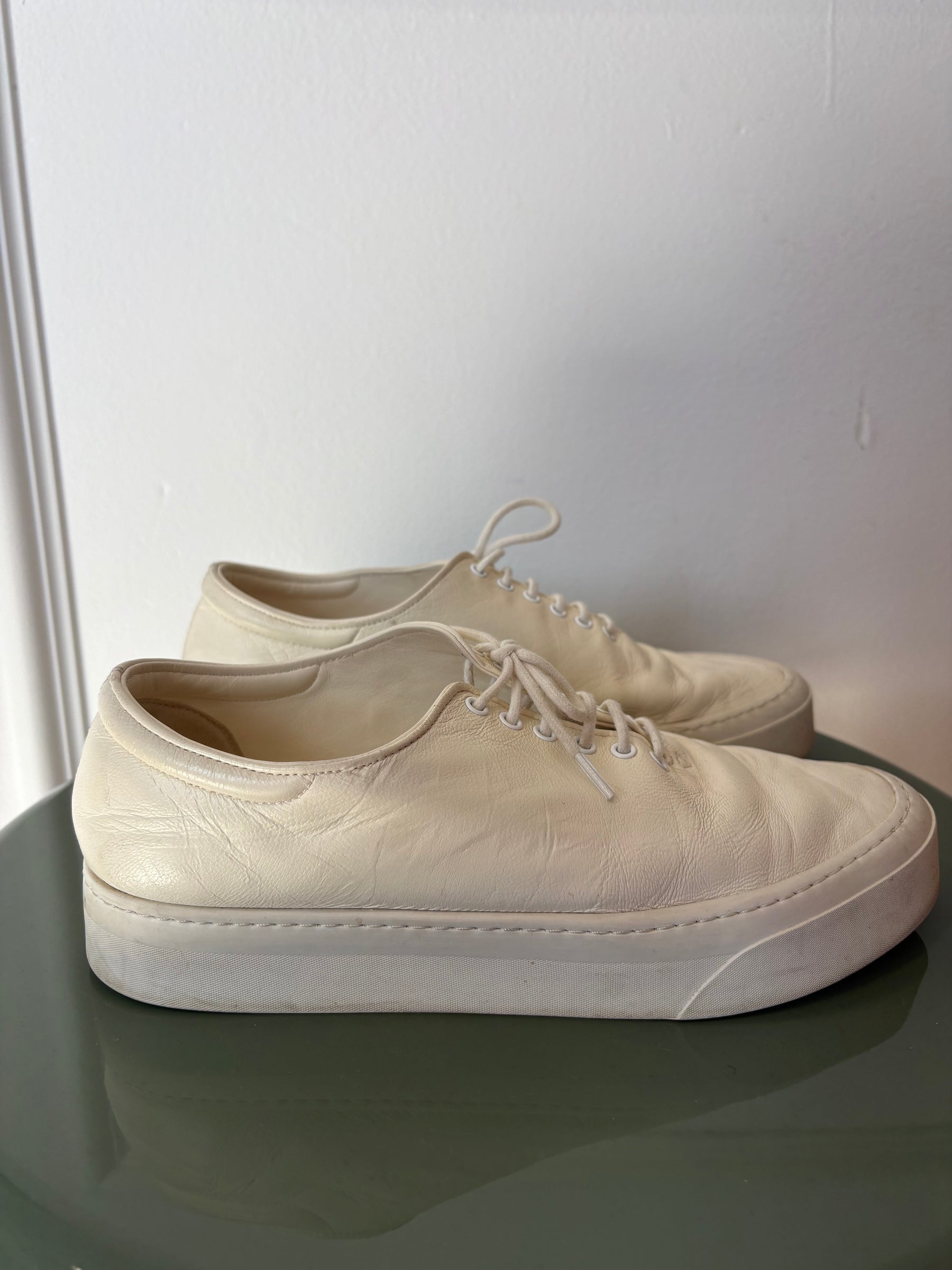 The Row Cream Leather Sneakers, 38