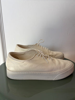The Row Cream Leather Sneakers, 38