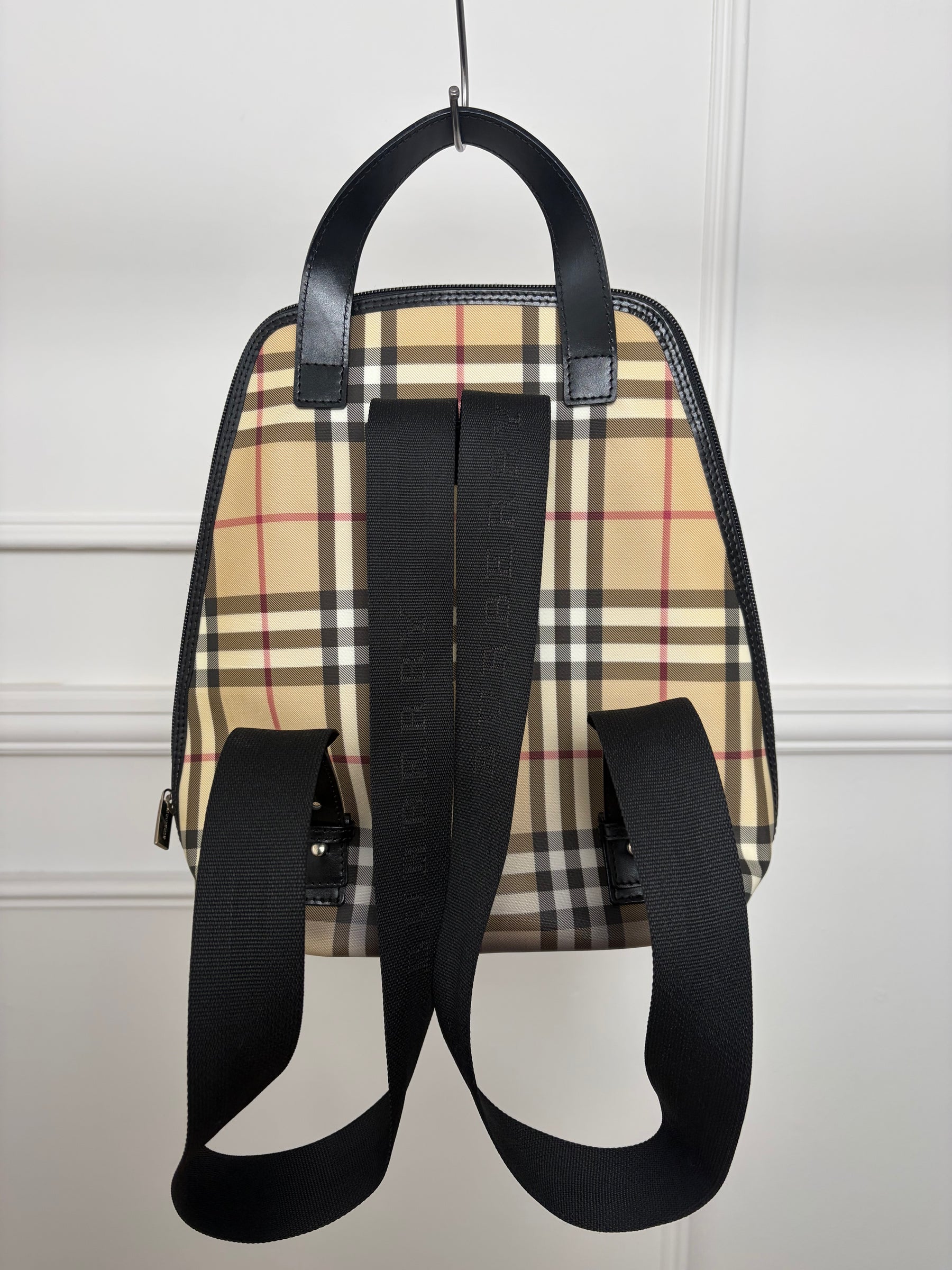 Burberry Coated Canvas Checked Backpack