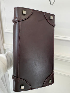 Celine Burgundy Leather Mini Luggage Tote