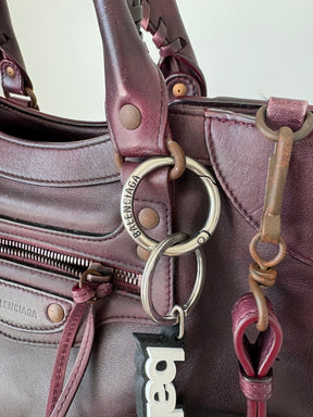 Balenciaga Neo Classic Medium City Bag in Burgundy Distressed Leather