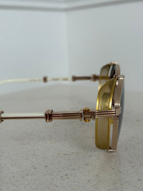 Balmain Round Gold Frame and Cream Arm Sunglasses