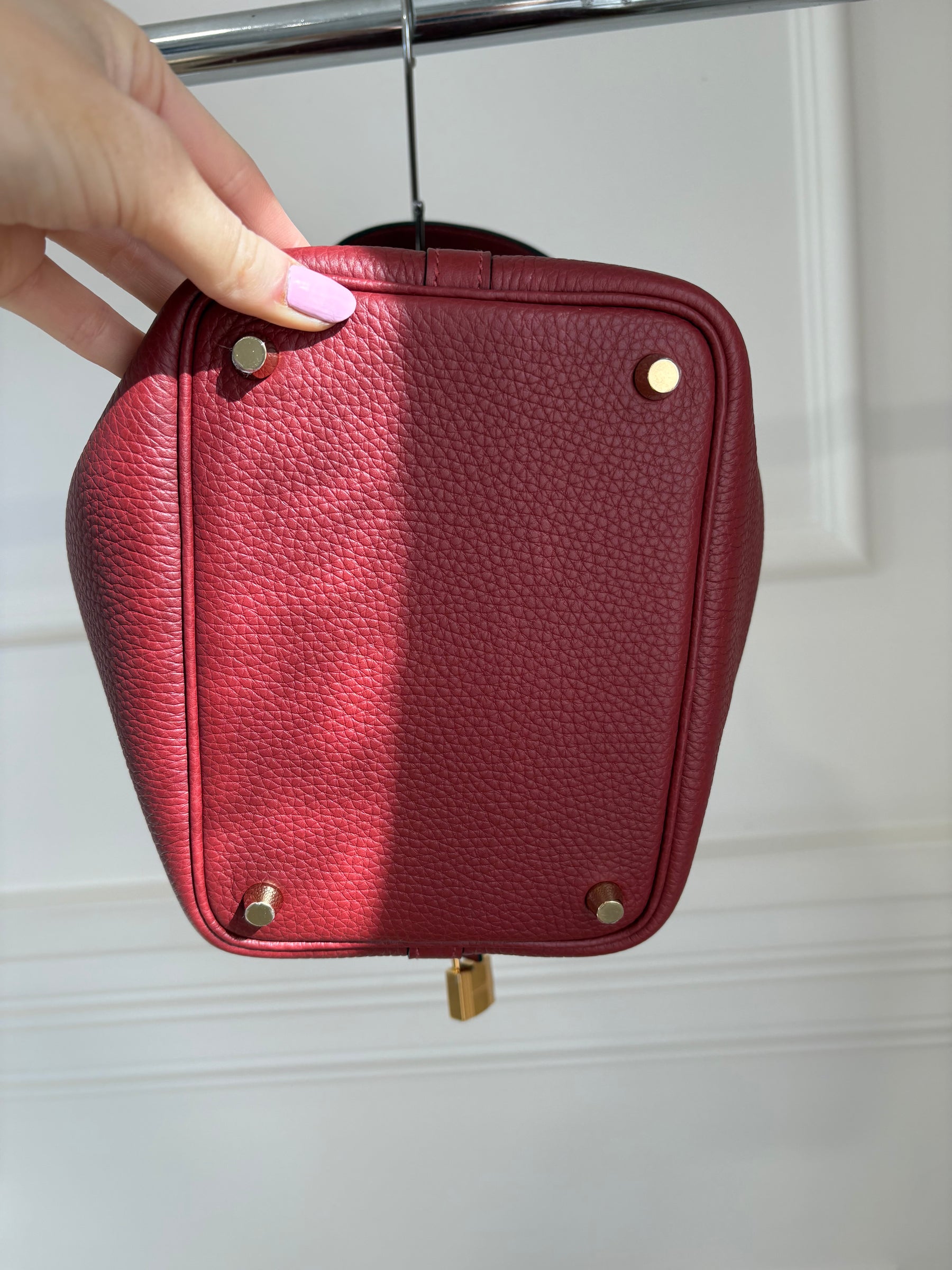 Hermès Rouge H Clemence Leather Picotin 18