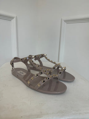 Valentino Garavani Beige Rockstud PVC Sandals, 37