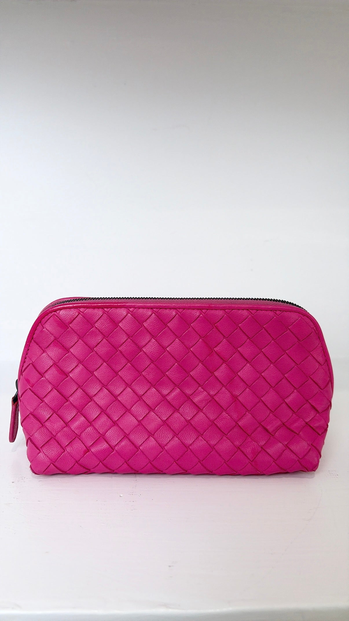 Bottega Veneta Pink Intrecciato leather Cosmetic Case