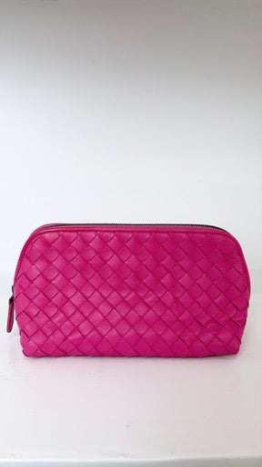 Bottega Veneta Pink Intrecciato leather Cosmetic Case