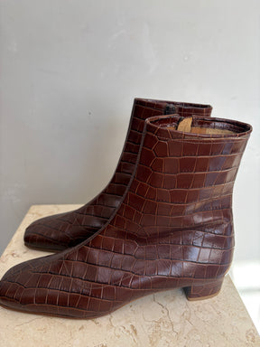 By Far Mock Croc Effect Ankle Boots Brown, 38
