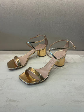 Giuseppe Zanotti Rose Gold Strappy Block Heels, 37.5