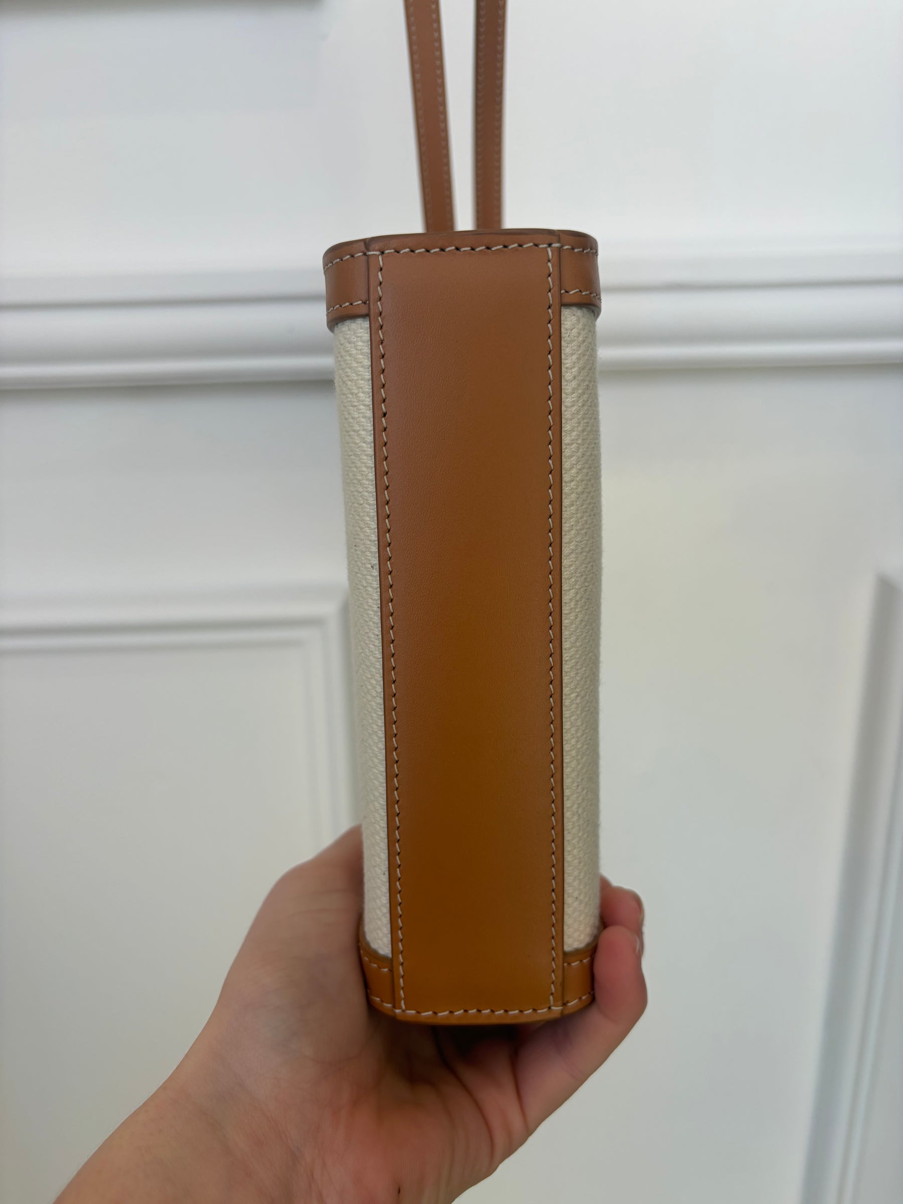 Celine Mini Vertical Cabas In Natural Tan Leather Trip