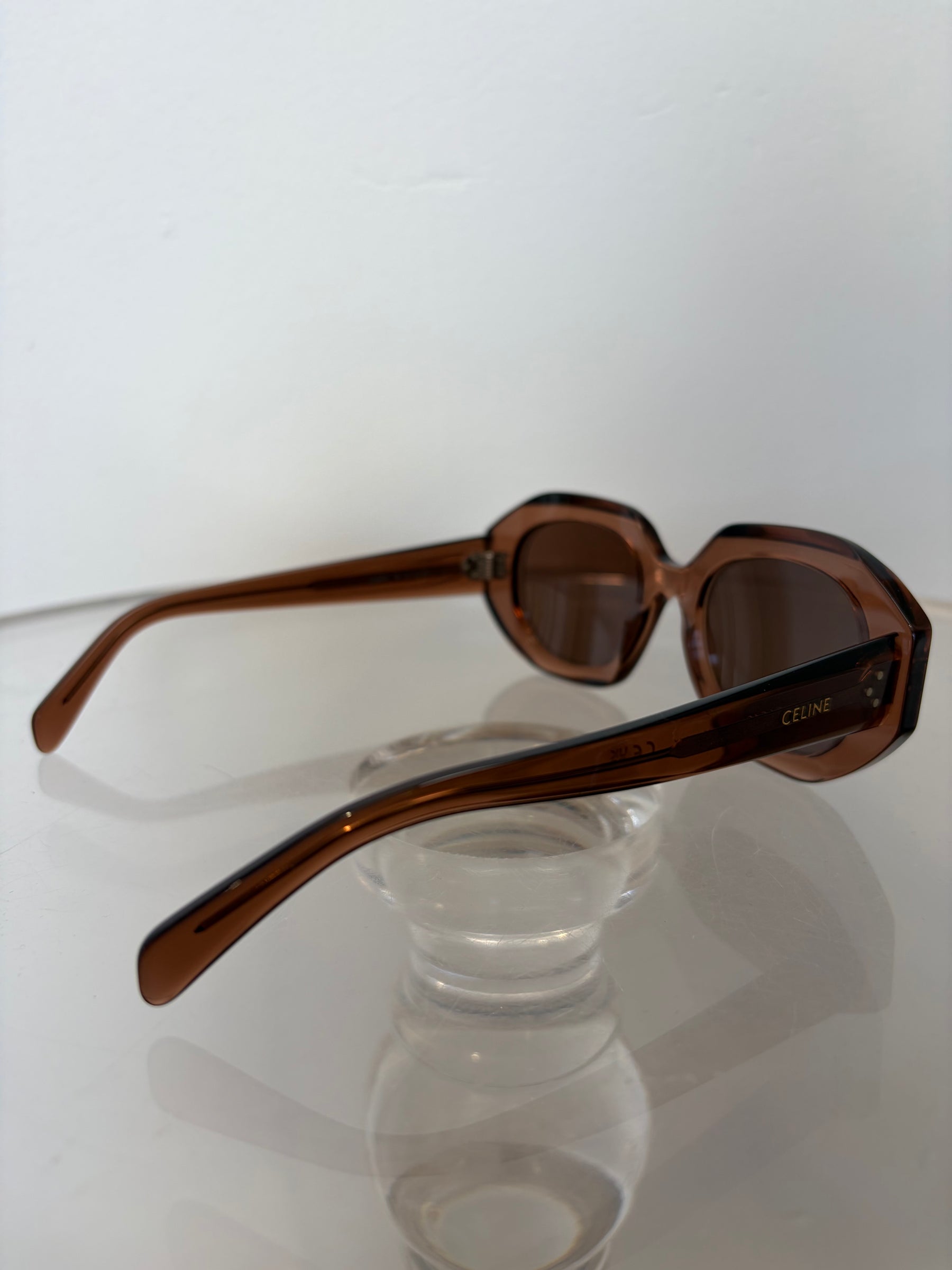 Celine Hexagon Frame Brown Sunglasses