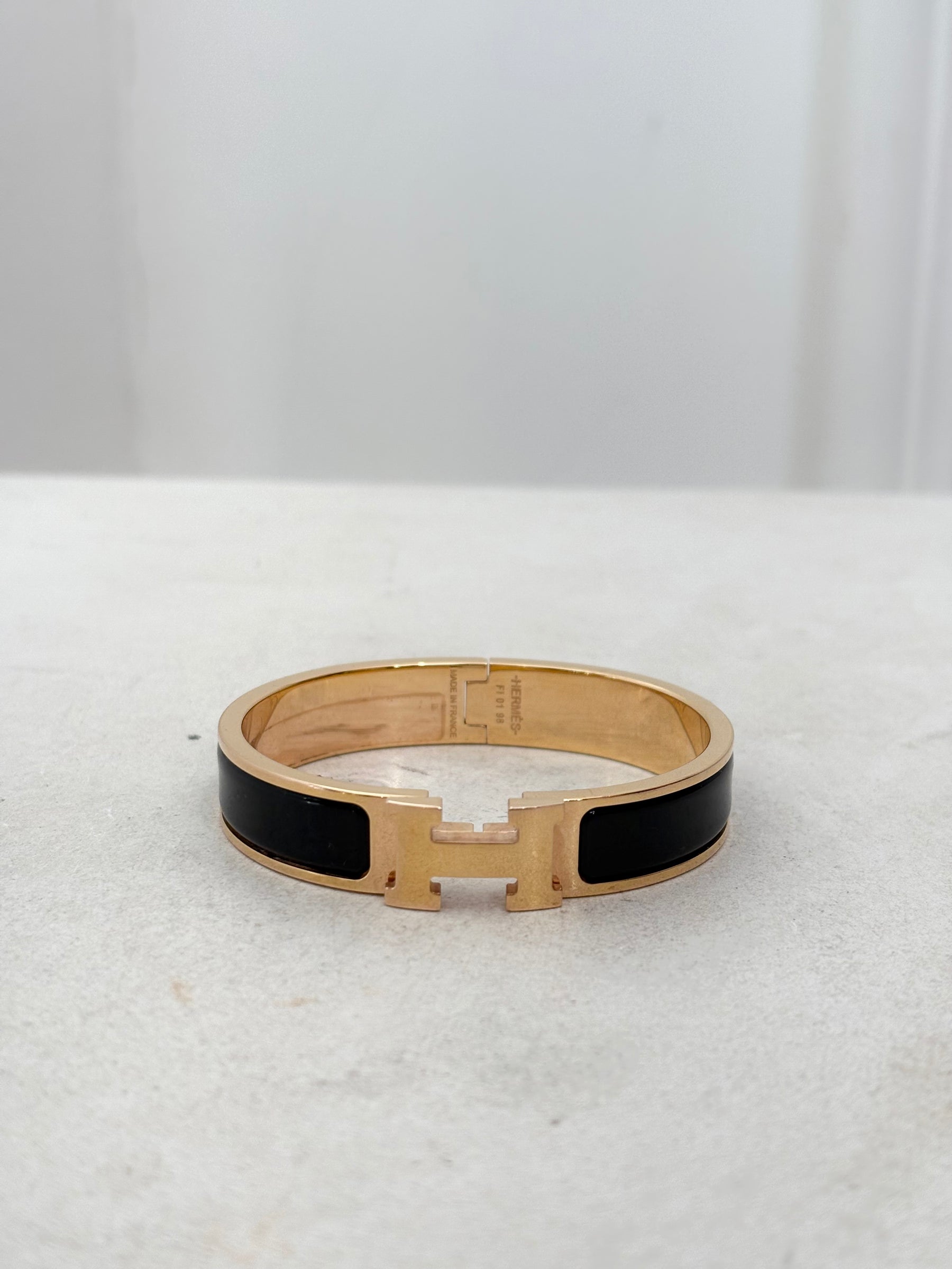 Hermès Click H Bracelet Rose Gold And Black, PM