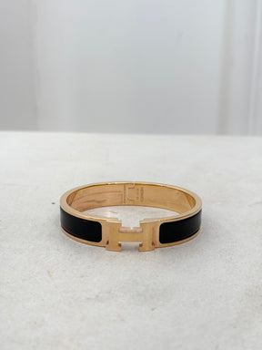 Hermès Click H Bracelet Rose Gold And Black, PM