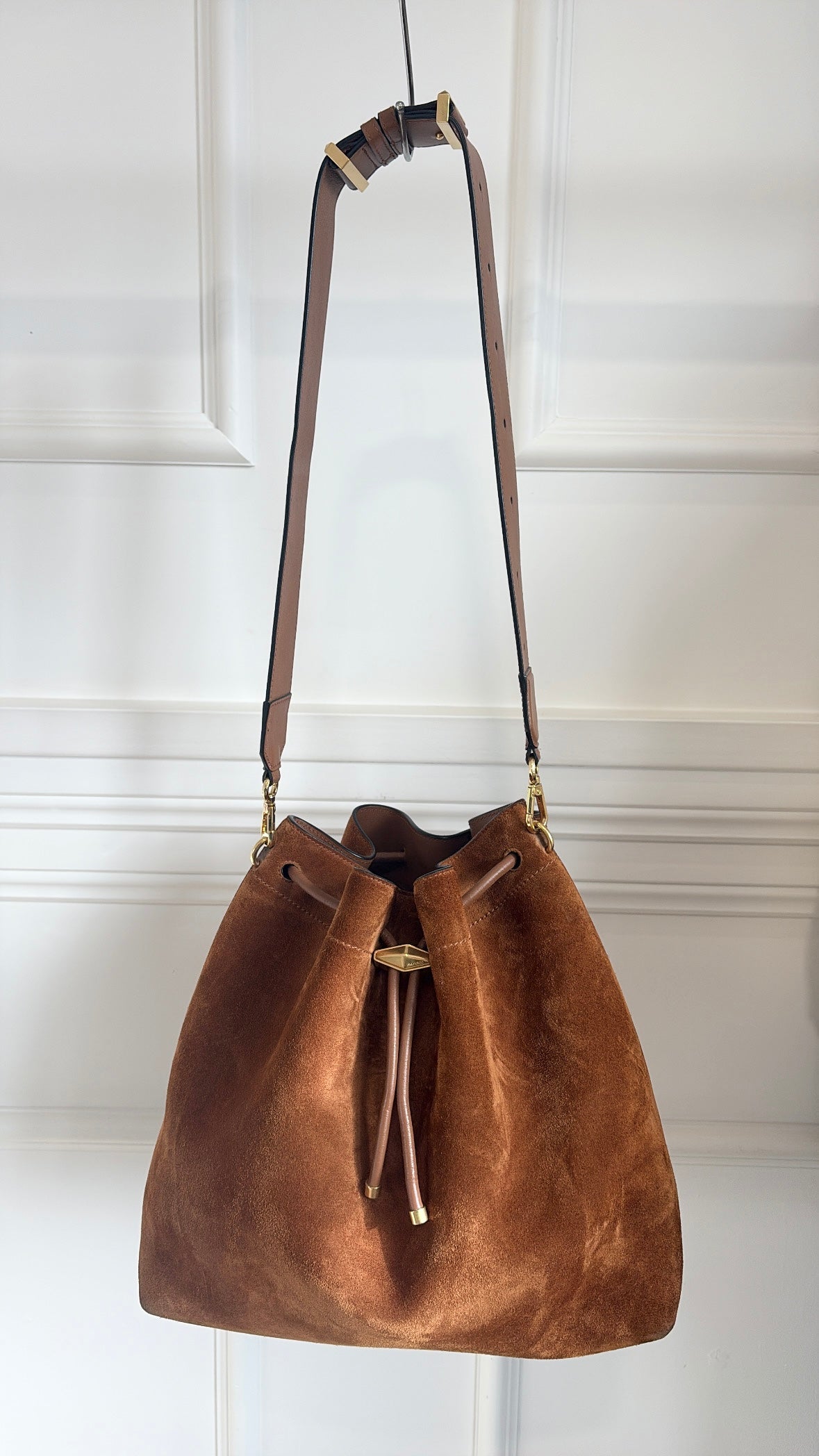 Jimmy Choo Bon Bon Bucket Bag In Tan/Gold