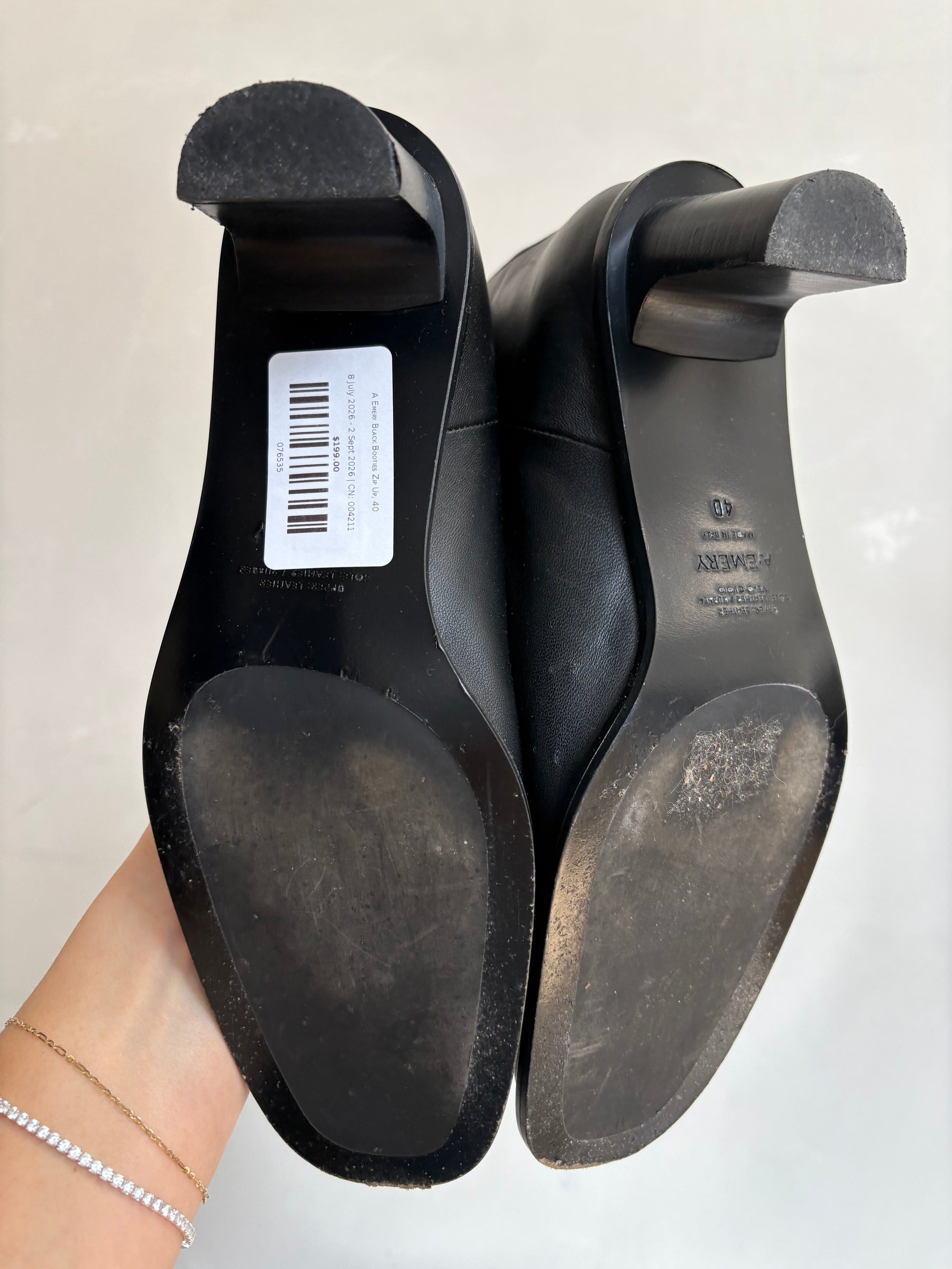 A Emery Black Booties   Zip Up, 40