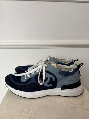 Chanel Denim Blue CC Sneakers, 41