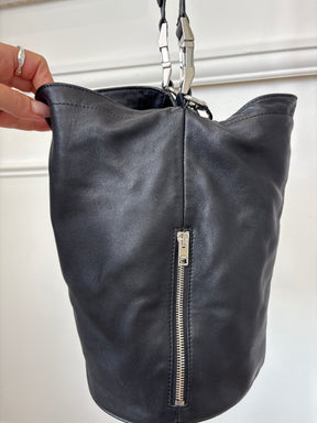 Alexander Wang Black Leather Slouchy Bucket Bag with Chain
