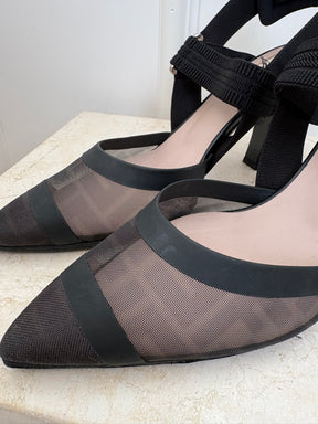 Fendi Black Mesh Colibri Slingbacks Heels, 40