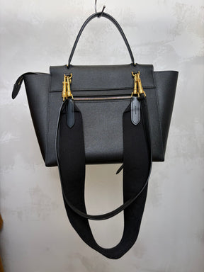 Celine Black Leather Belt Bag with Additional Logo Strap