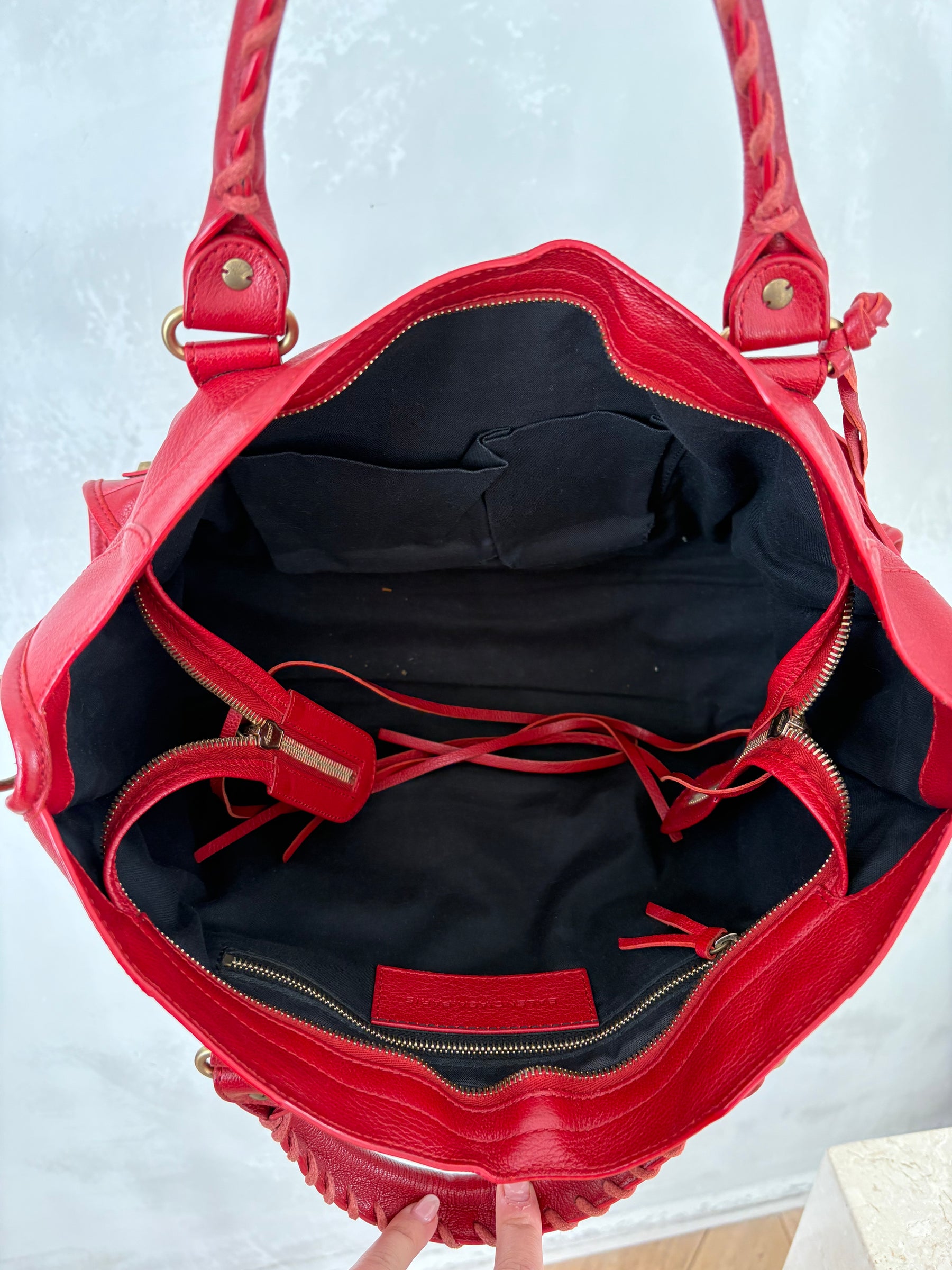 Balenciaga Red Leather City Bag