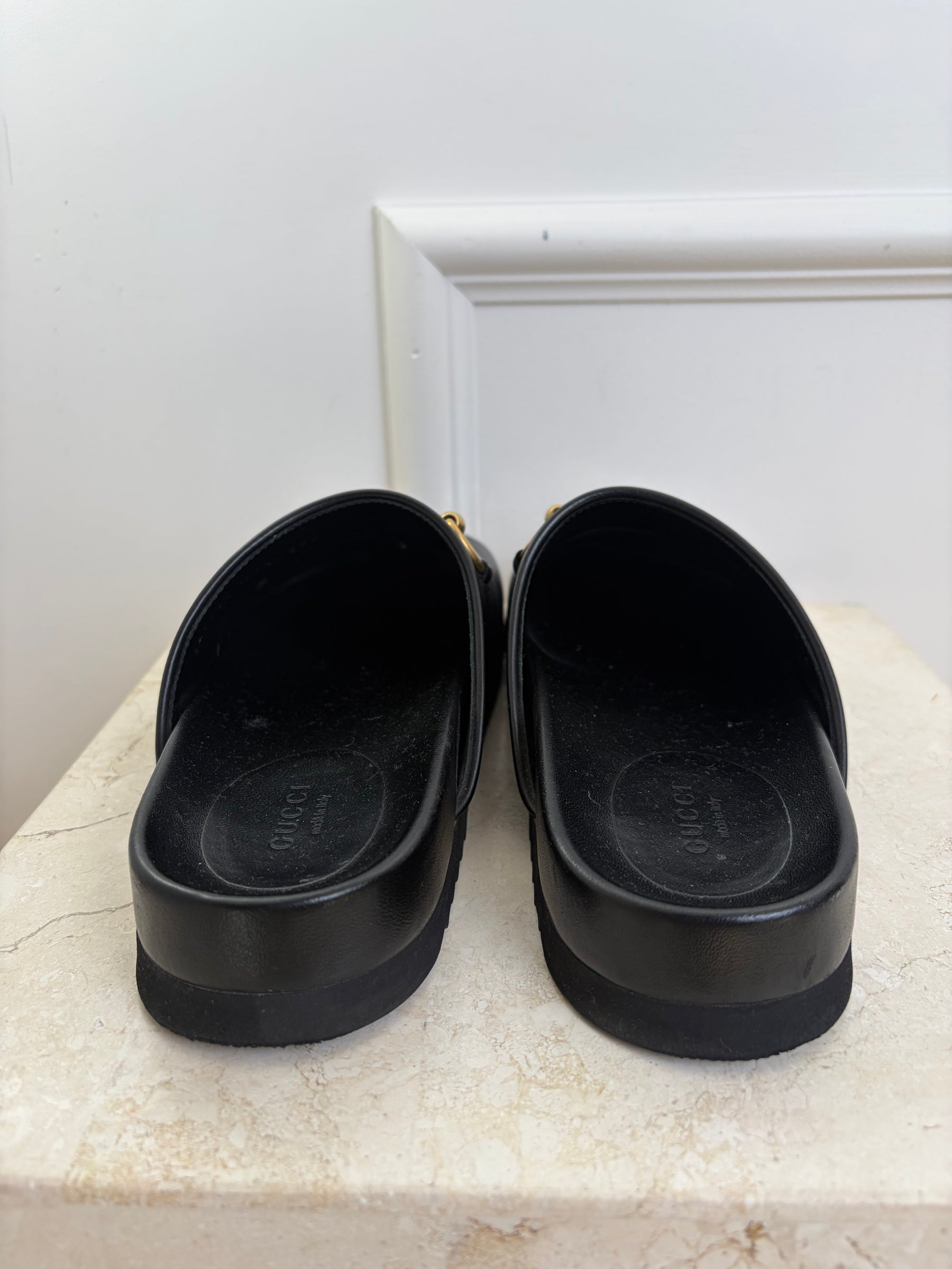 Gucci Horsebit Leather Mules, 37.5